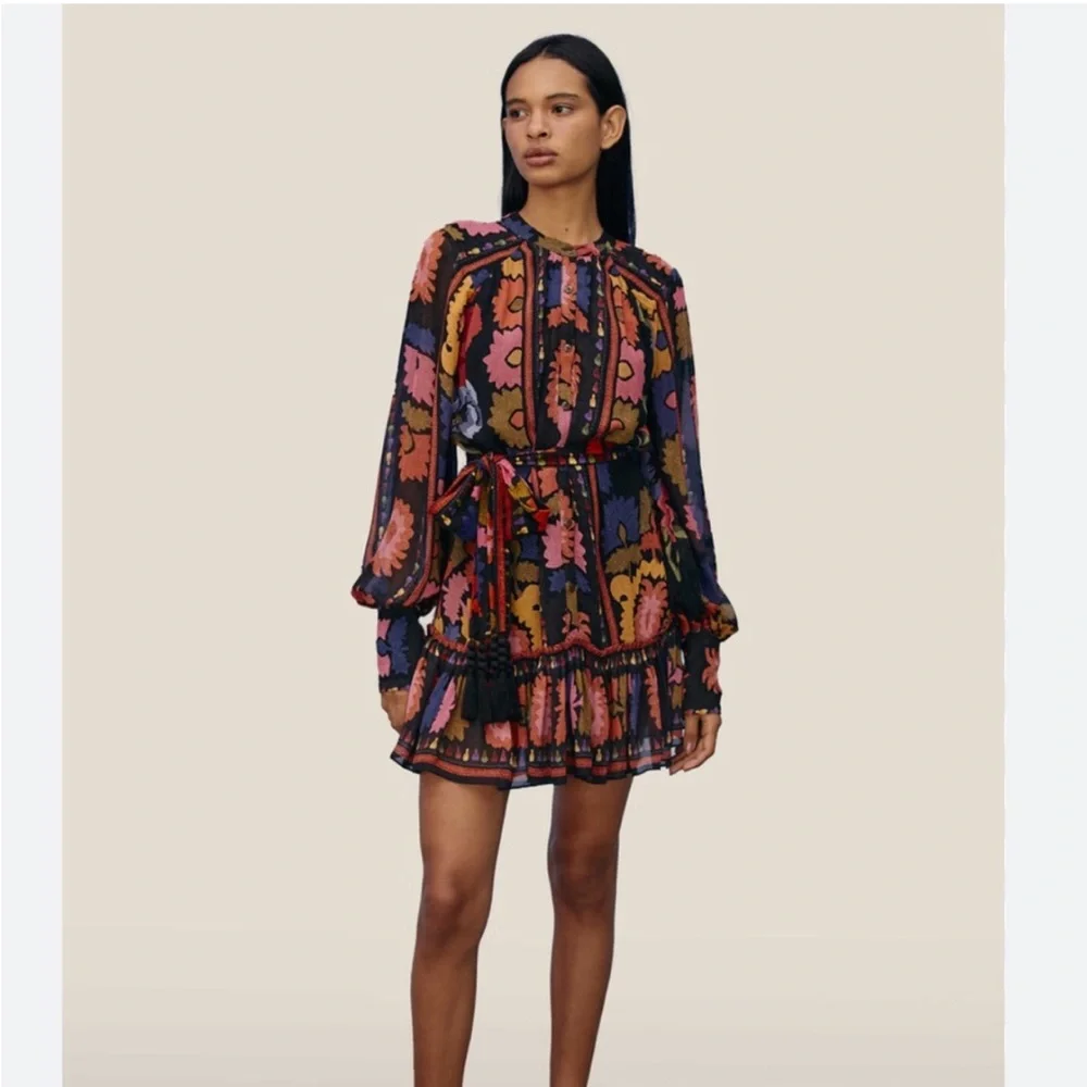 💥 FARM RIO Tapestry Mini Dress Sz S - Picture 1 of 9
